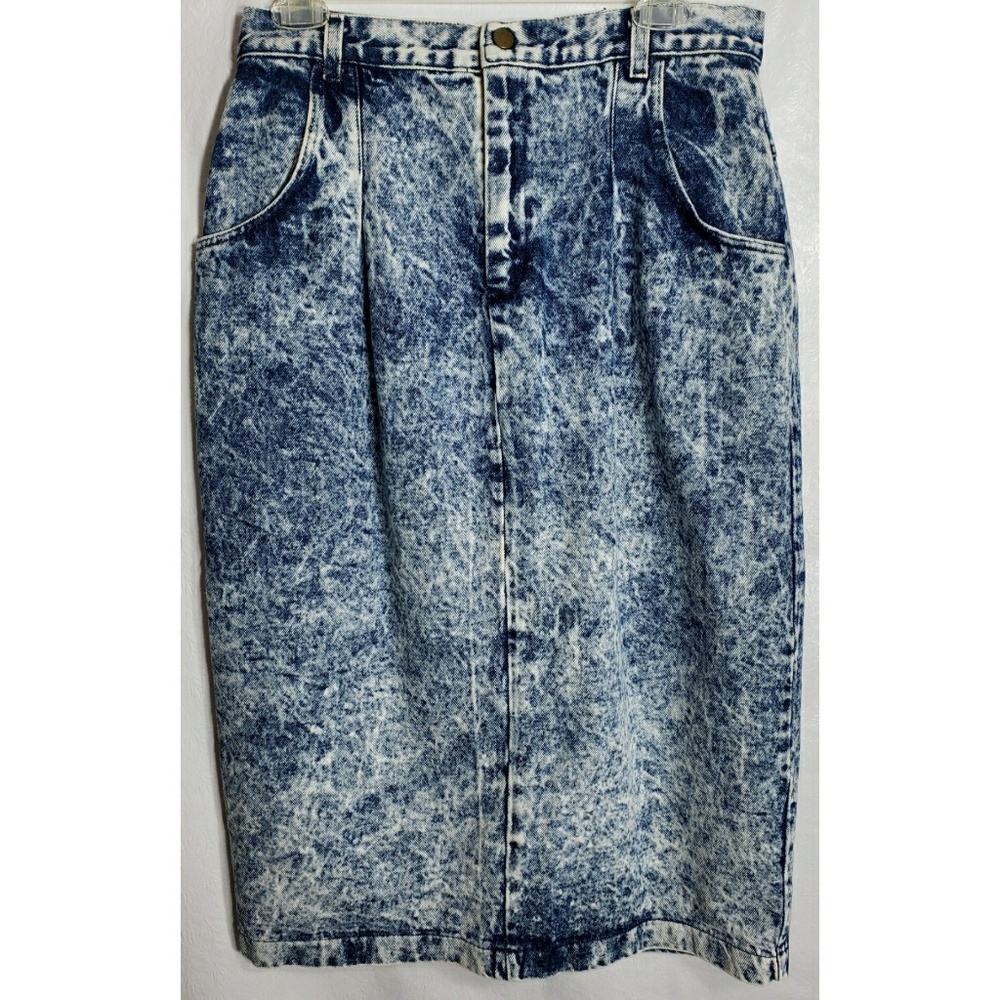 Vintage 14-15 Denim Jean Pencil Skirt Pinup Rock - Picture 4 of 8